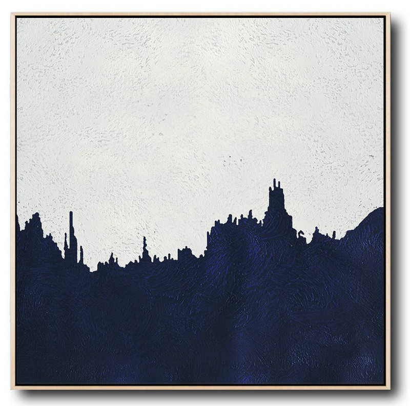 Large Abstract Art Handmade Painting,Hand Painted Navy Minimalist Painting On Canvas,Abstract Art On Canvas, Modern Art